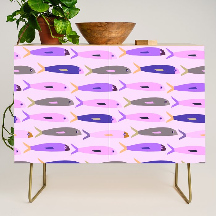 Sardines in pink and lavender Credenza Gallery Image 1