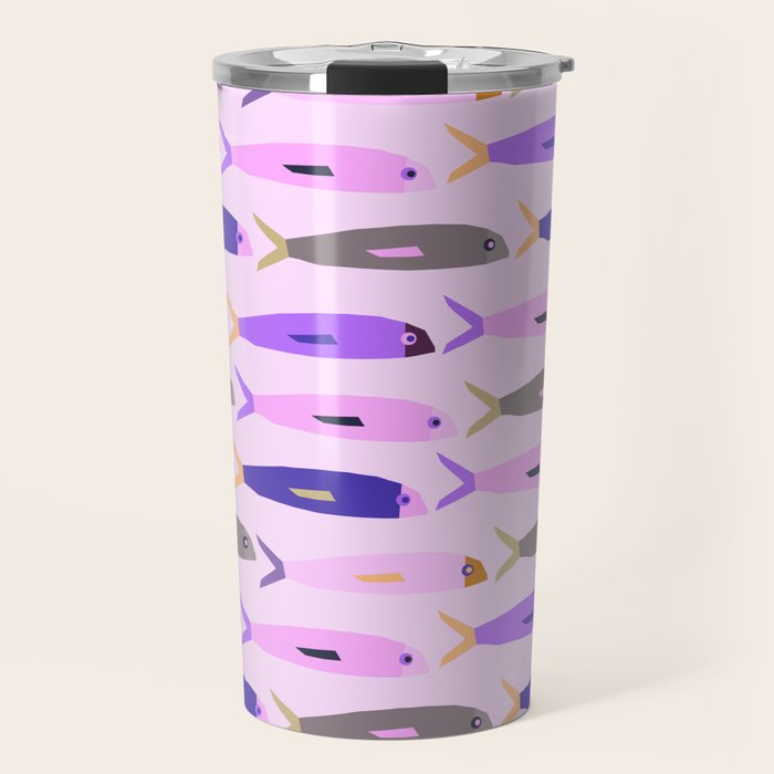 Sardines in pink and lavender Travel Mug Gallery Image 1