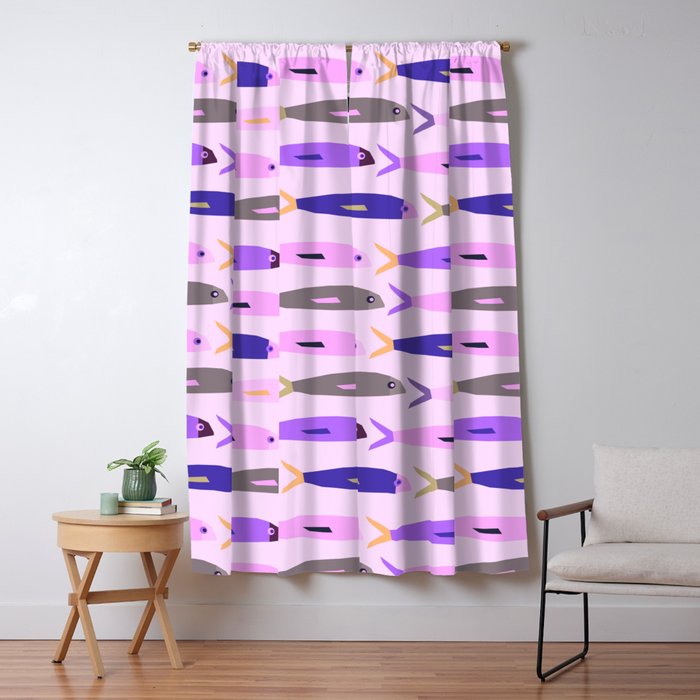 Sardines in pink and lavender Window Curtain Gallery Image 1
