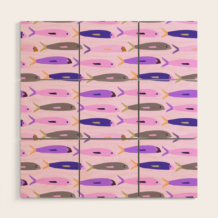Sardines in pink and lavender Wood Wall Art Gallery Image 1