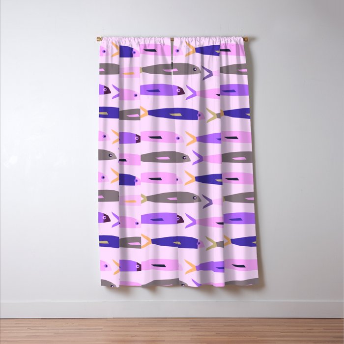 Sardines in pink and lavender Window Curtain Gallery Image 3