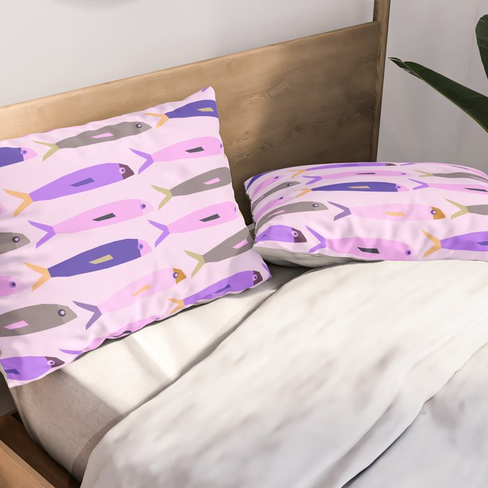 Sardines in pink and lavender Pillow Sham Gallery Image 2
