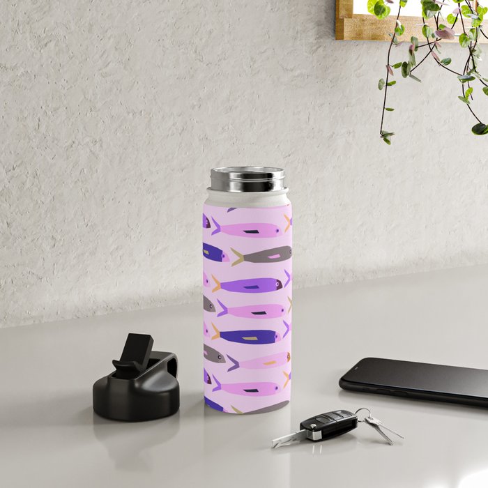 Sardines in pink and lavender Water Bottle Gallery Image 4
