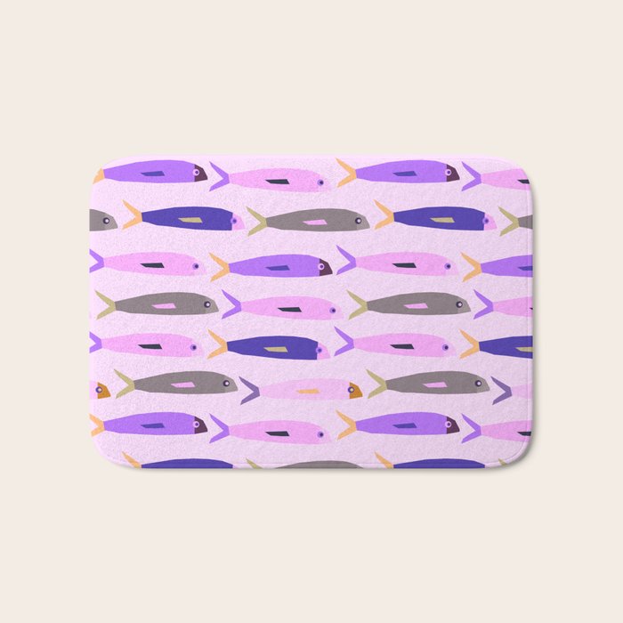 Sardines in pink and lavender Bath Mat Gallery Image 1