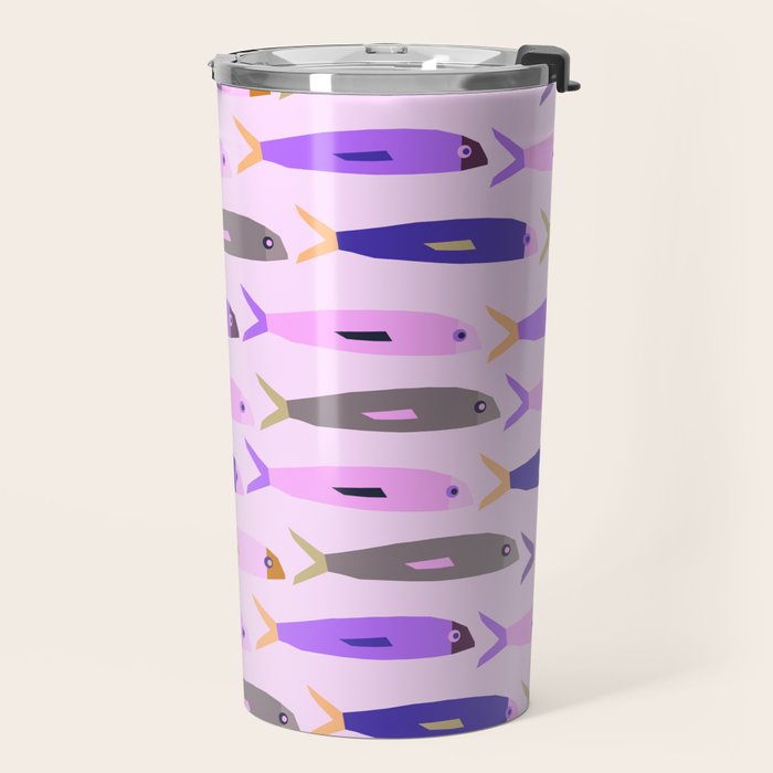 Sardines in pink and lavender Travel Mug Gallery Image 2