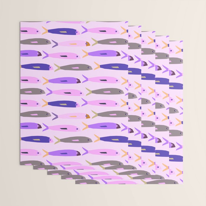 Sardines in pink and lavender Wrapping Paper Gallery Image 3