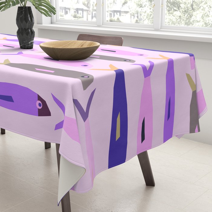 Sardines in pink and lavender Tablecloth Gallery Image 3
