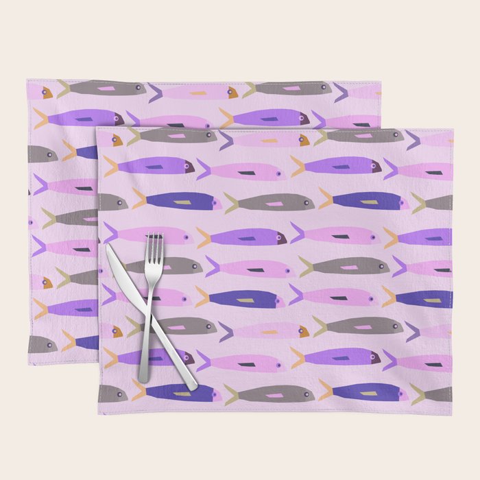 Sardines in pink and lavender Placemat Gallery Image 1