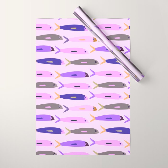 Sardines in pink and lavender Wrapping Paper Gallery Image 1