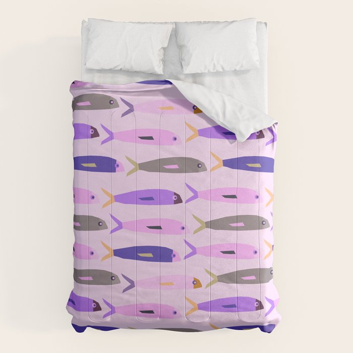 Sardines in pink and lavender Comforter Gallery Image 6