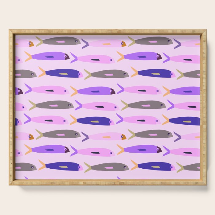 Sardines in pink and lavender Serving Tray Gallery Image 1