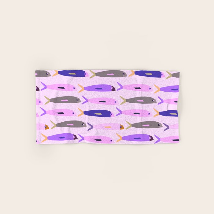 Sardines in pink and lavender Bath Towel Gallery Image 1