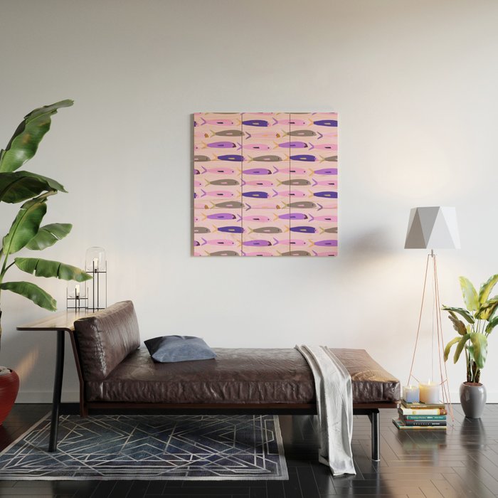 Sardines in pink and lavender Wood Wall Art Gallery Image 2