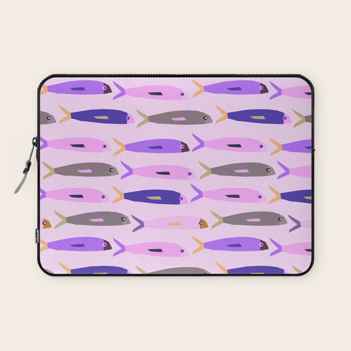 Sardines in pink and lavender Laptop Sleeve Gallery Image 1