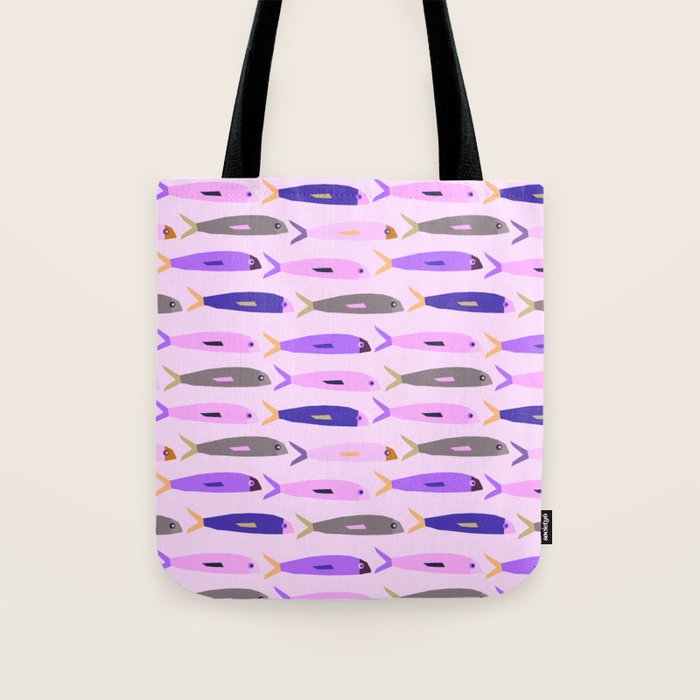 Sardines in pink and lavender Tote Bag Gallery Image 1