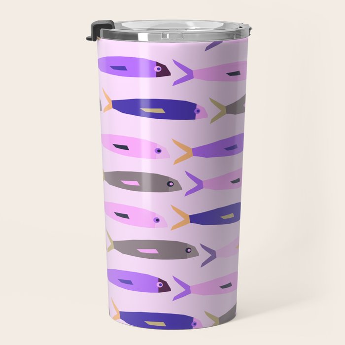 Sardines in pink and lavender Travel Mug Gallery Image 3