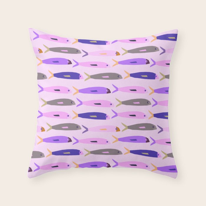 Sardines in pink and lavender Throw Pillow Gallery Image 6