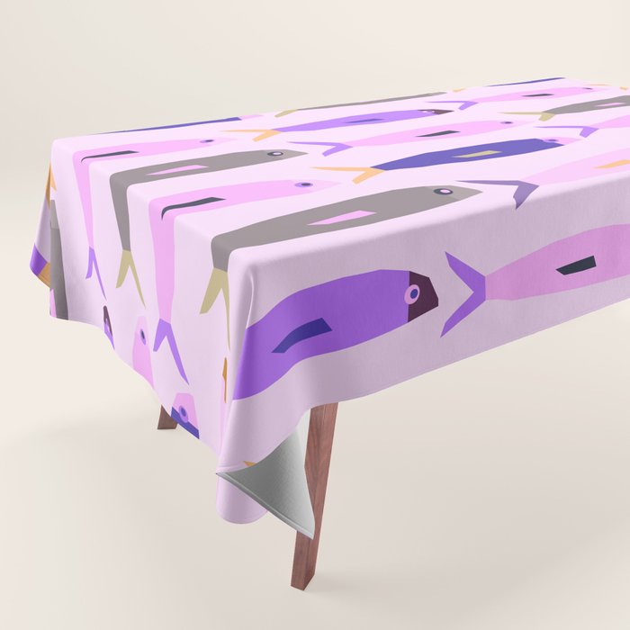 Sardines in pink and lavender Tablecloth Gallery Image 1