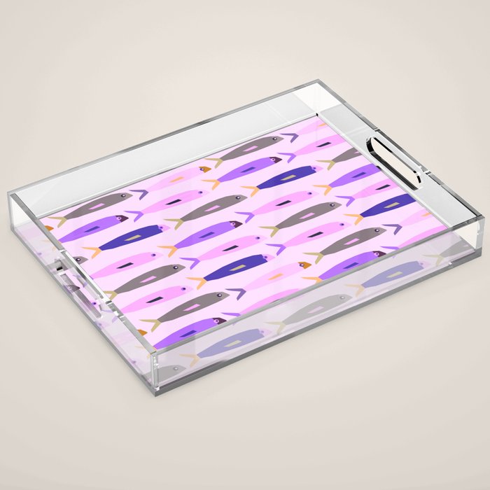 Sardines in pink and lavender Acrylic Tray Gallery Image 1