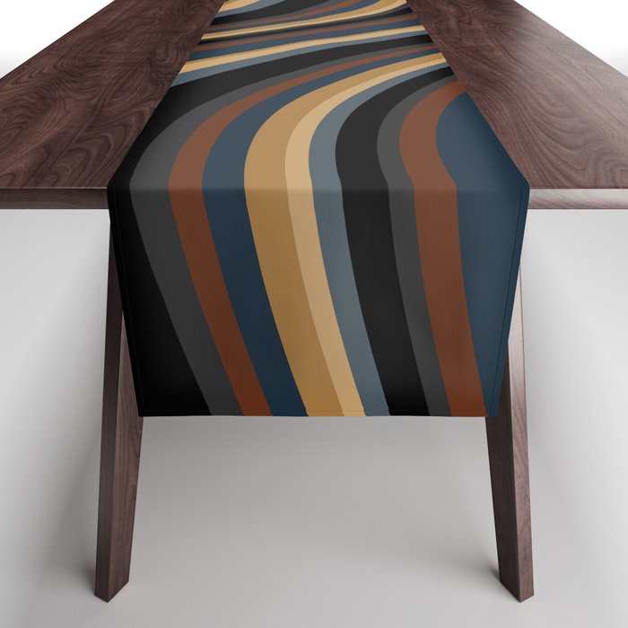 Wavy Stripes V - Dark Vintage  Table Runner Gallery Image 1