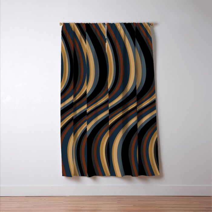 Wavy Stripes V - Dark Vintage  Window Curtain Gallery Image 3