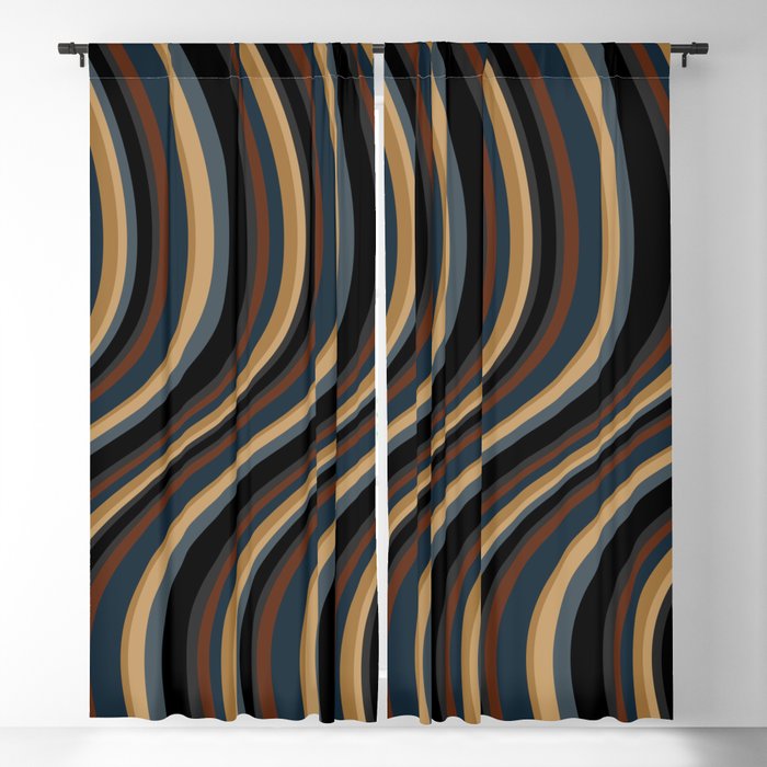 Wavy Stripes V - Dark Vintage  Window Curtain Gallery Image 1