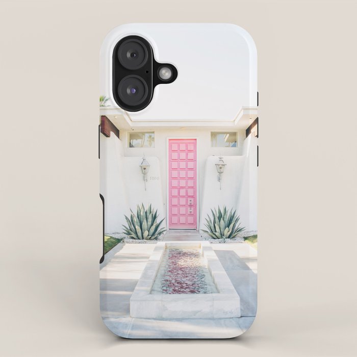Pink Door in Palm Springs California Photo - Mid Century Modern Architecture iPhone Case Gallery Image 1
