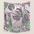Jurassic Portal | Purple Haze Palette | Dinosaur Science Fiction Art Wall Tapestry Gallery Image 4