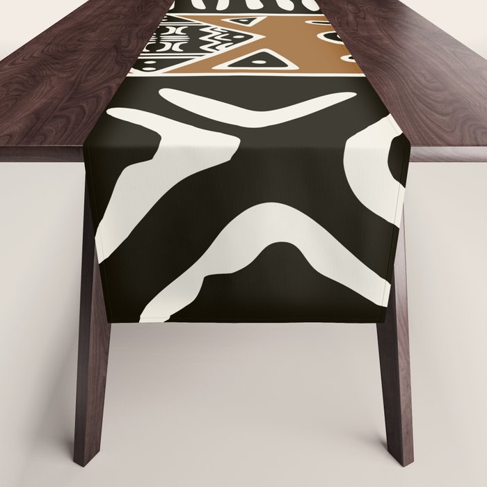 African mud cloth with elephants Table Runner Gallery Image 1