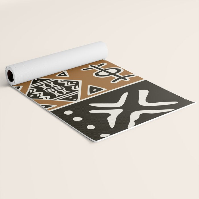 African mud cloth with elephants Yoga Mat Gallery Image 2