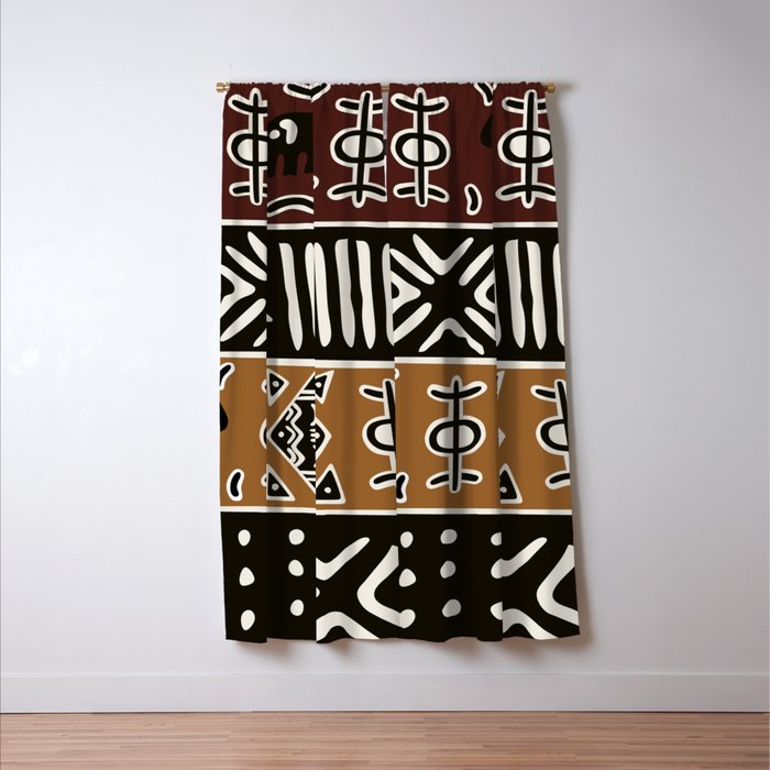 African mud cloth with elephants Window Curtain Gallery Image 3