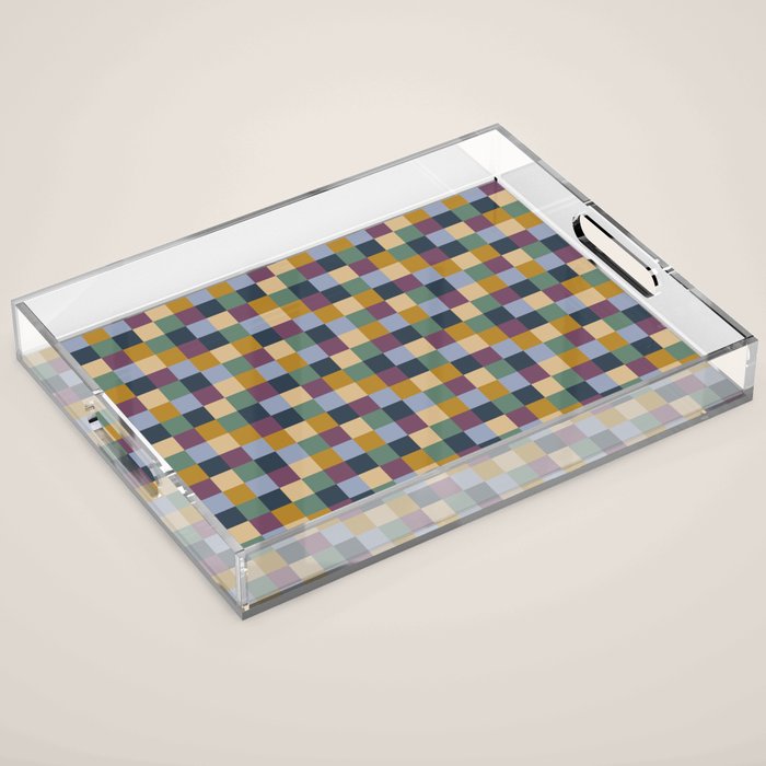 Bold Retro Checks Pattern - Small XIV Acrylic Tray Gallery Image 1