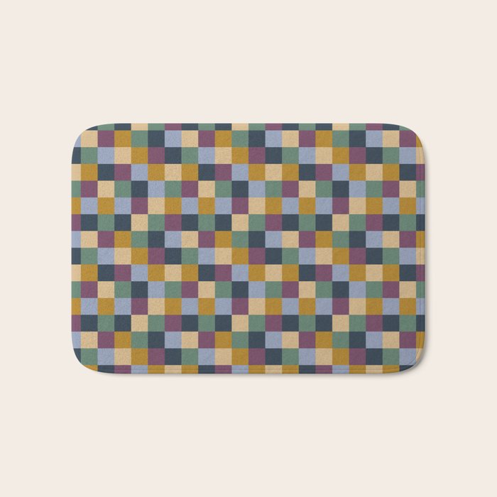 Bold Retro Checks Pattern - Small XIV Bath Mat Gallery Image 1
