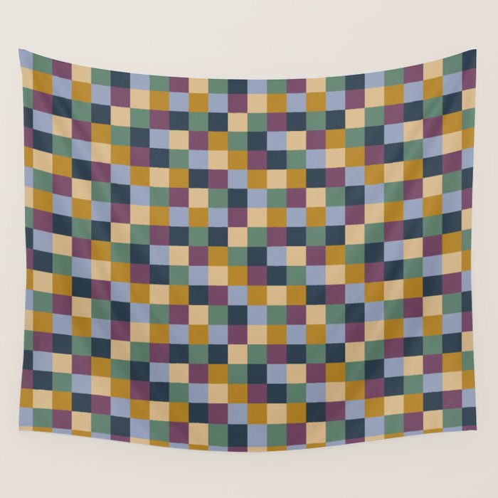Bold Retro Checks Pattern - Small XIV Wall Tapestry Gallery Image 4