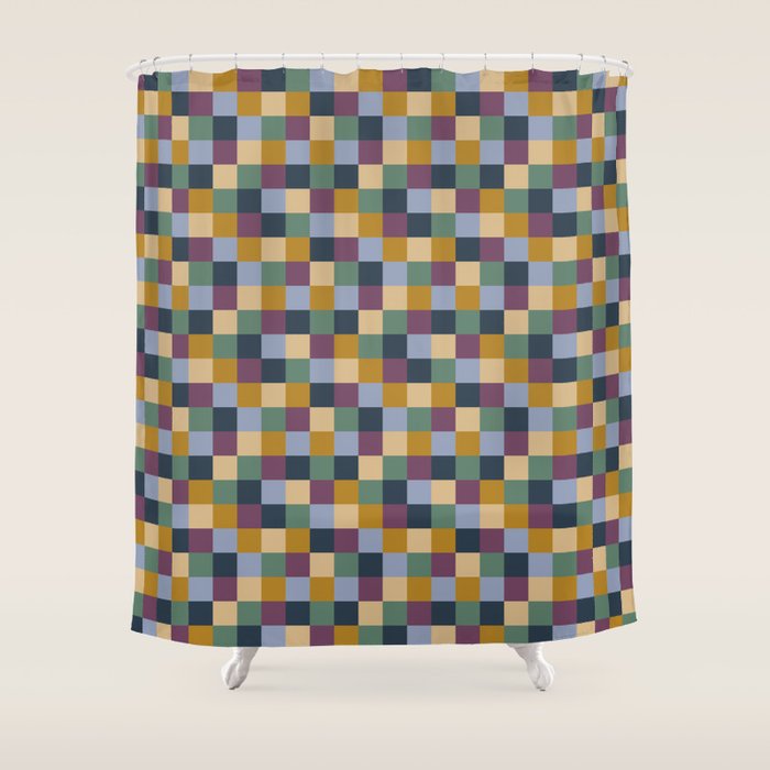 Bold Retro Checks Pattern - Small XIV Shower Curtain Gallery Image 1