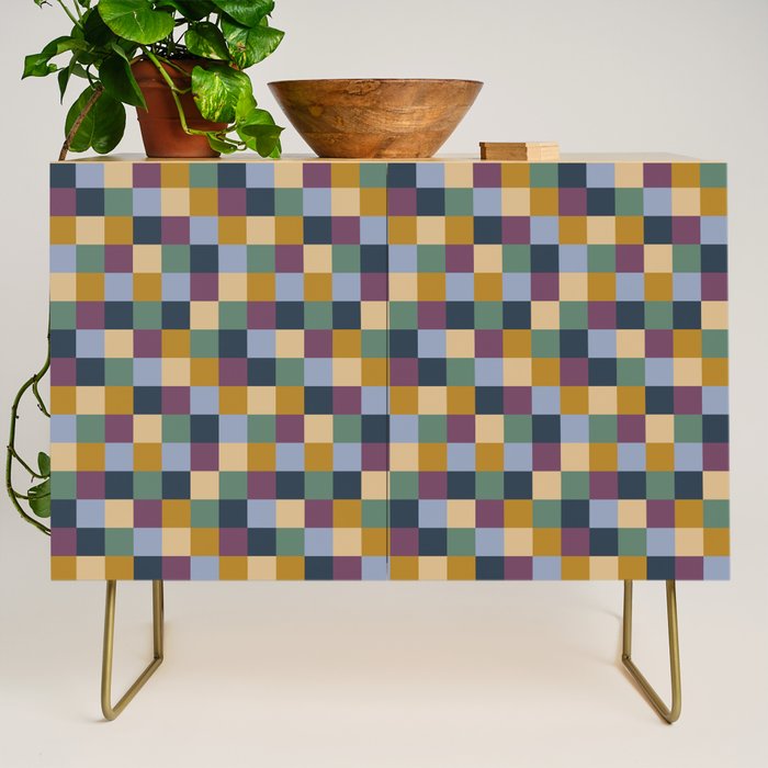 Bold Retro Checks Pattern - Small XIV Credenza Gallery Image 1
