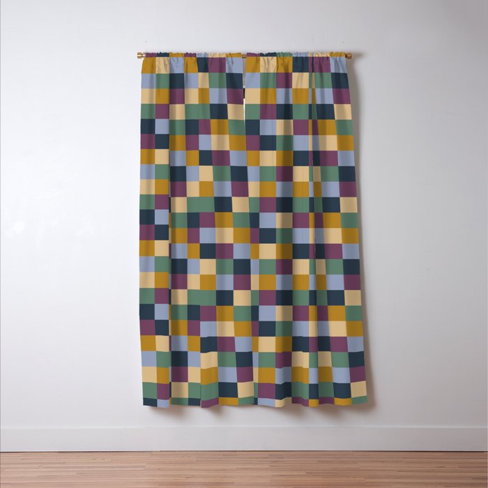Bold Retro Checks Pattern - Small XIV Window Curtain Gallery Image 3
