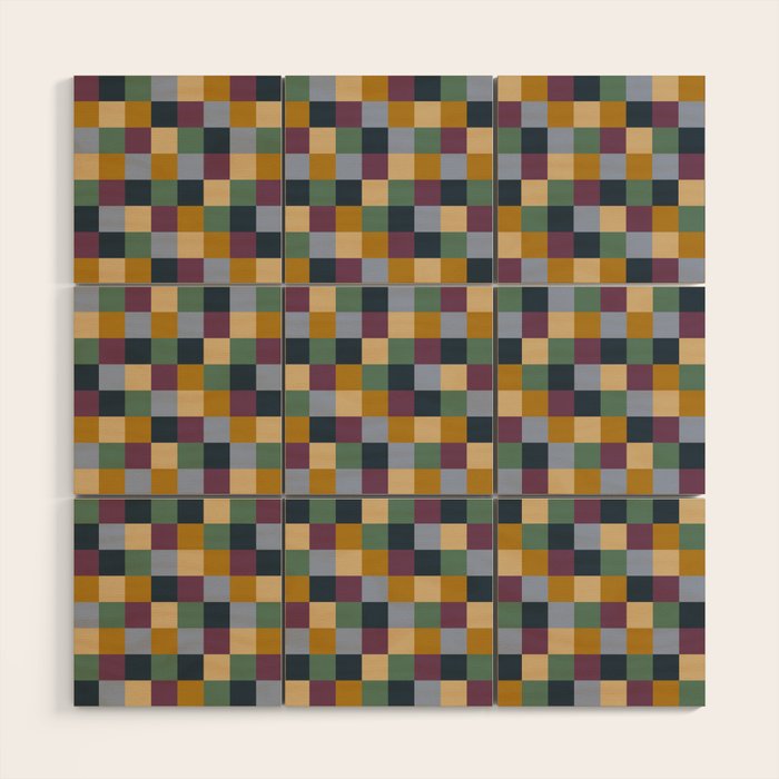 Bold Retro Checks Pattern - Small XIV Wood Wall Art Gallery Image 1
