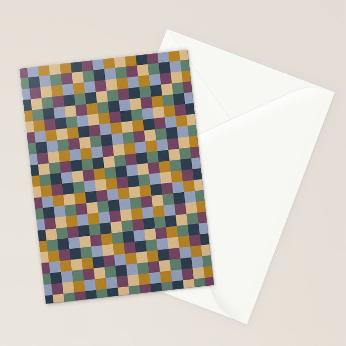 Bold Retro Checks Pattern - Small XIV Stationery Card Gallery Image 2