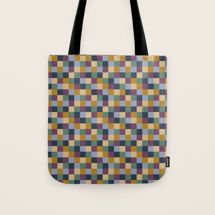 Bold Retro Checks Pattern - Small XIV Tote Bag Gallery Image 1