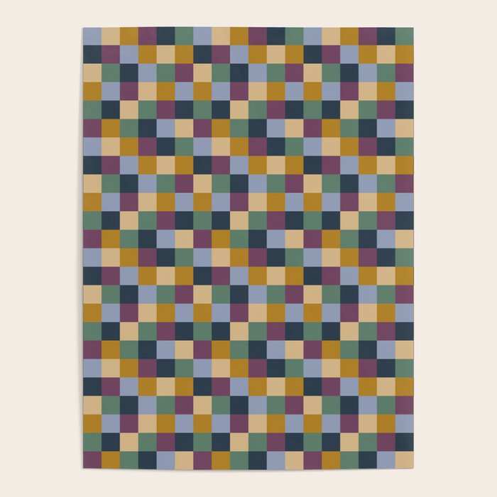 Bold Retro Checks Pattern - Small XIV Poster Gallery Image 1