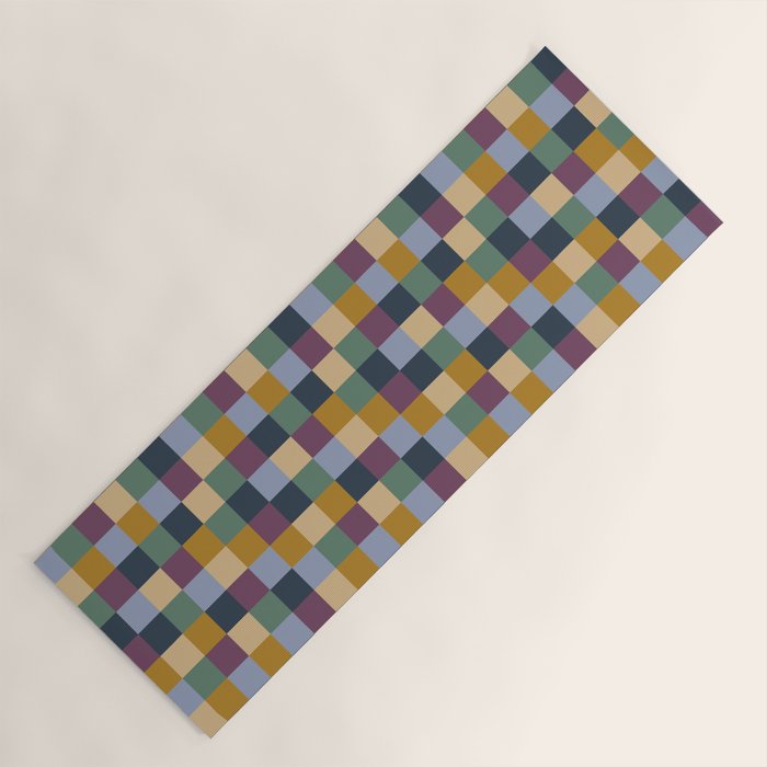 Bold Retro Checks Pattern - Small XIV Yoga Mat Gallery Image 1