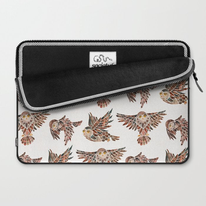 Owls in Flight - Brown Palette Laptop Sleeve Gallery Image 2