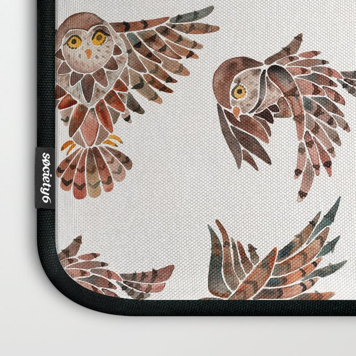 Owls in Flight - Brown Palette Laptop Sleeve Gallery Image 3