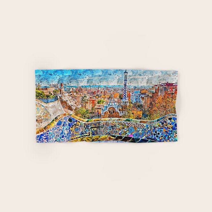 Barcelona, Parc Guell Bath Towel Gallery Image 1