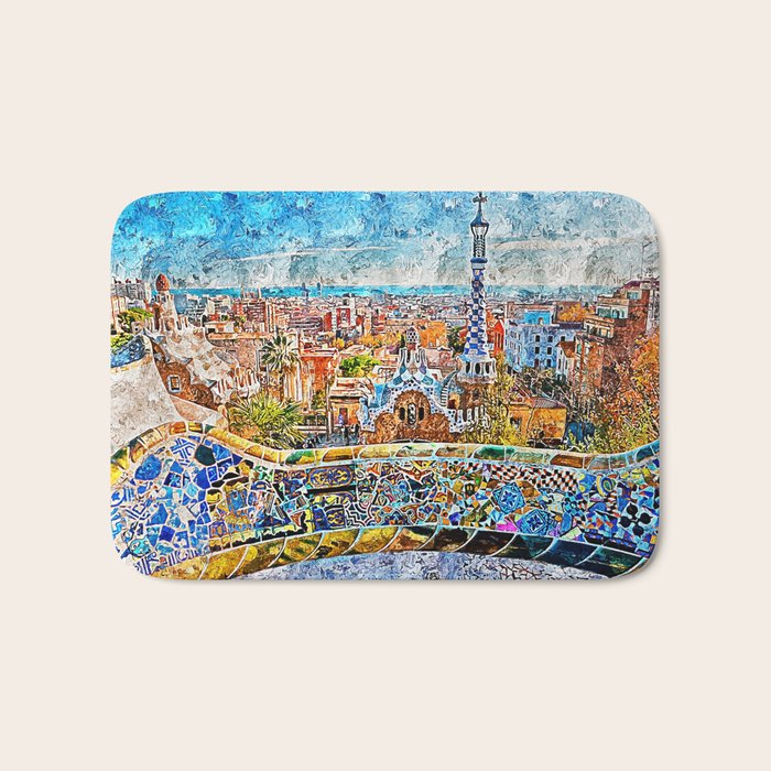 Barcelona, Parc Guell Bath Mat Gallery Image 1