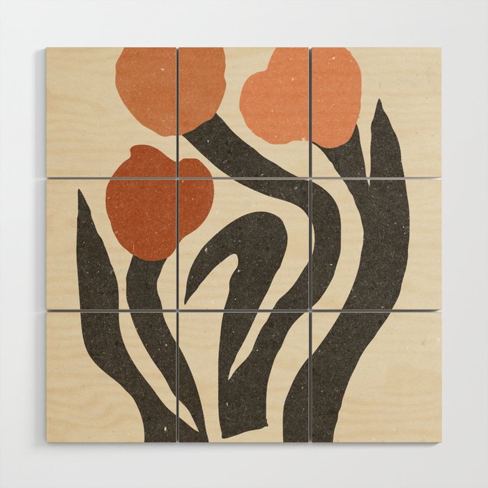 Tulips | modern floral artwork 02 Wood Wall Art Gallery Image 1