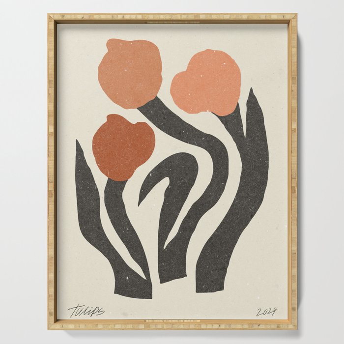 Tulips | modern floral artwork 02 Serving Tray Gallery Image 1