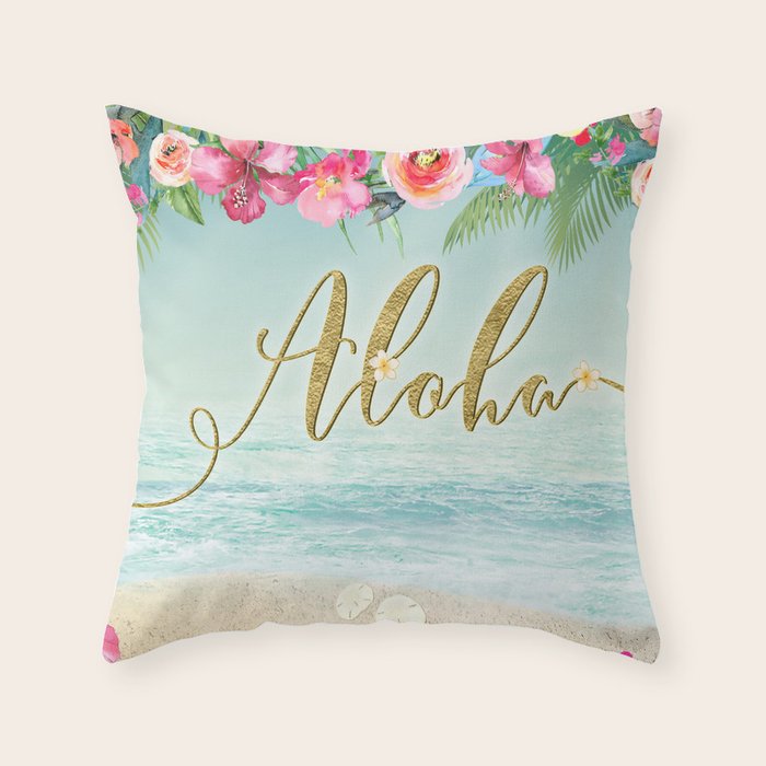 Golden Aloha Throw Pillow Gallery Image 6