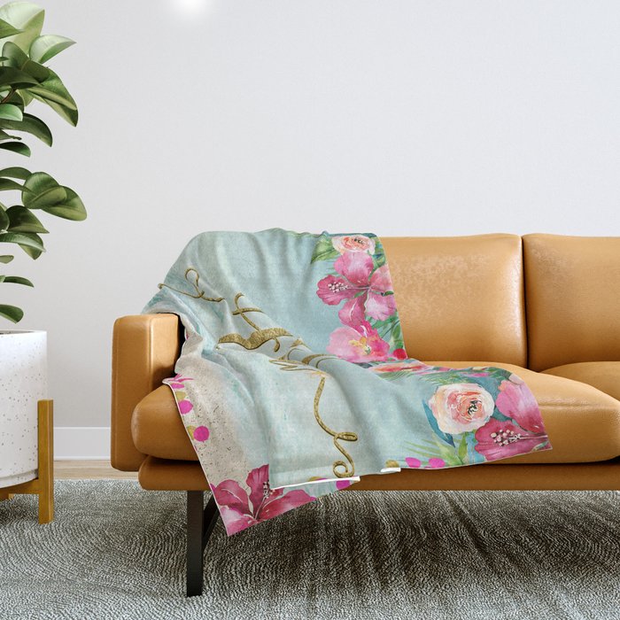 Golden Aloha Throw Blanket Gallery Image 1